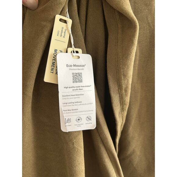 OGL Mid Thermal Heat-Tech Long Sleeves Mockneck Tucks Midi Dress Olive M NWT - Picture 4 of 4